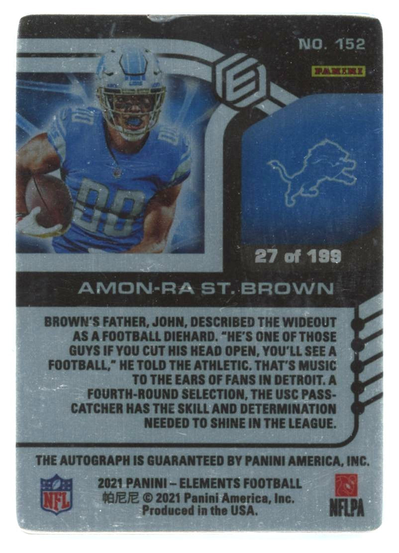 2021 Panini Elements Amon-Ra St. Brown RC Steel Signatures Auto /199 #152