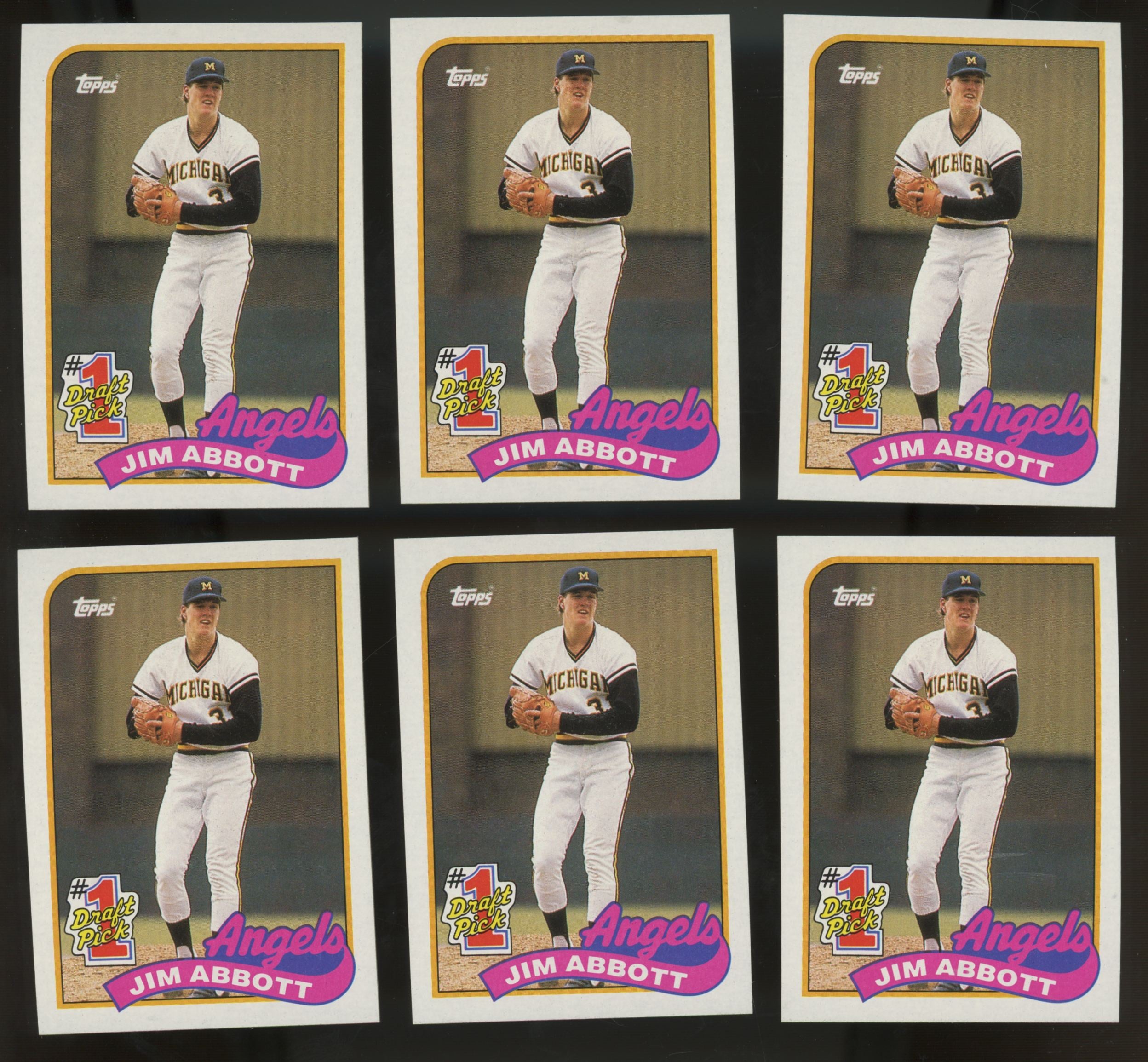 1989 Topps Jim Abbott RC #1 Draft Pick #573 (Lot Of 50) "A"
