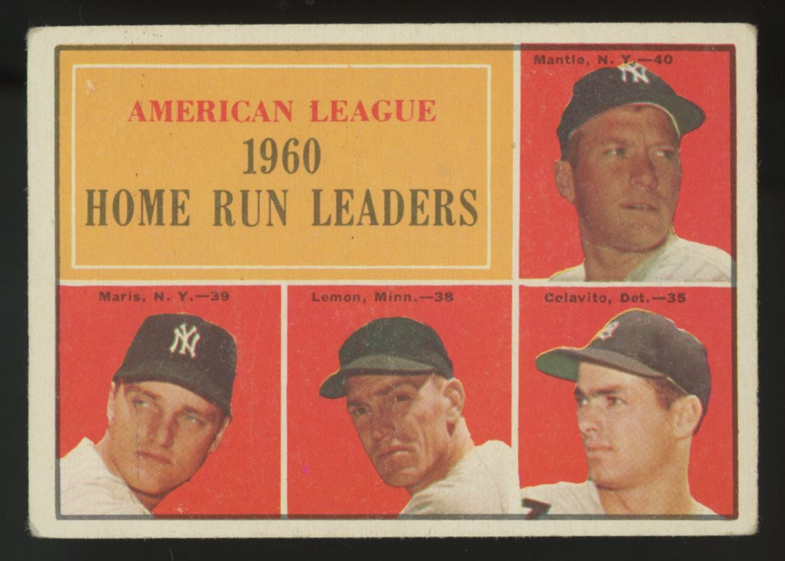 1961 Topps AL HR Leaders Mantle Maris #44 VG