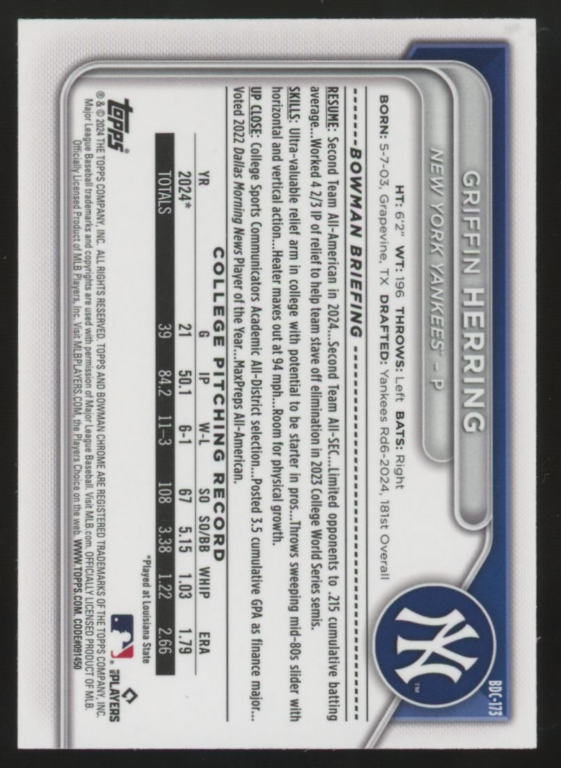 2024 Bowman Chrome Snack Pack Griffin Herring 1st Peanuts #BDC-173