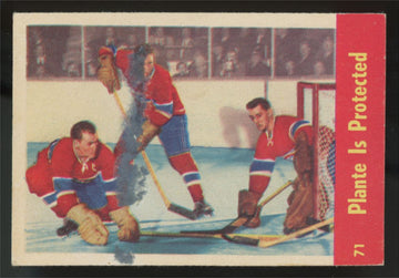 1955-56 Parkhurst Jacques Plante "Plante Is Protected" #71 Poor