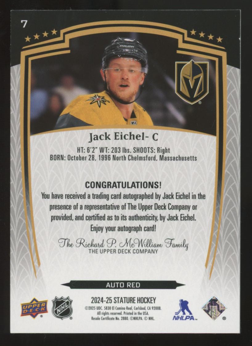 2024-25 Upper Deck Stature Jack Eichel Red Auto /99 #7