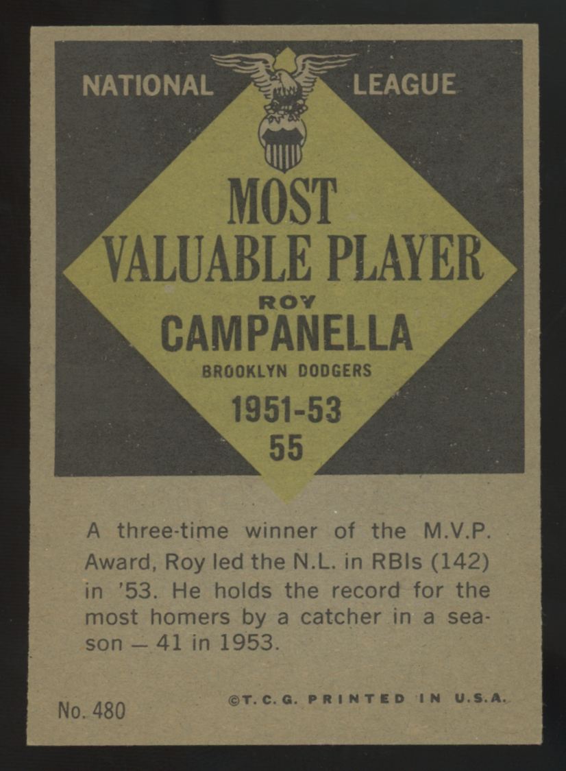 1961 Topps Roy Campanella MVP #480 EX/MT