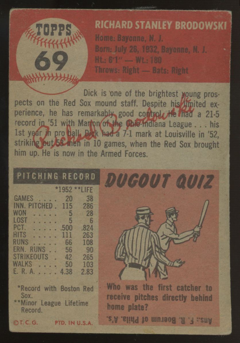 1953 Topps Dick Brodowksi #69 G/VG
