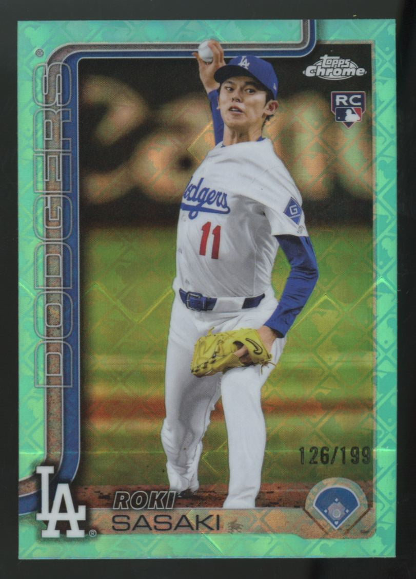 2025 Topps Chrome Logofractor Roki Sasaki RC Aqua Refractor /199 #217