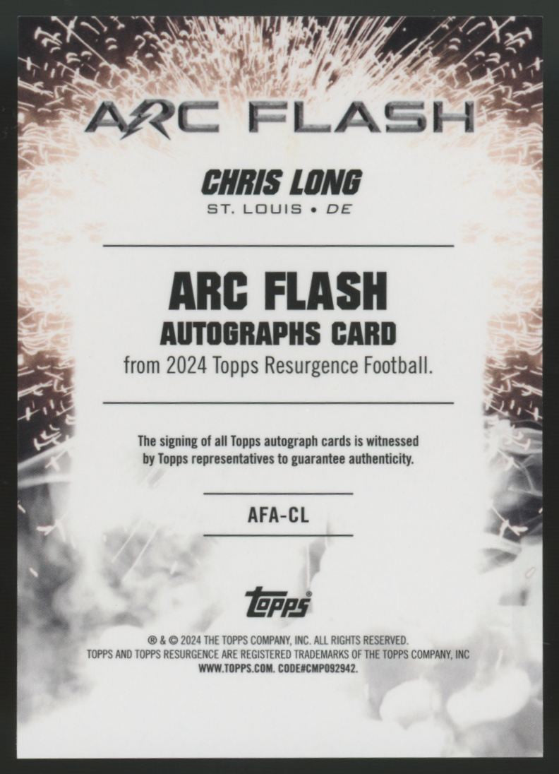 2024 Topps Resurgence Chris Long Arc Flash Lime Green Power Auto /15 #AFA-CL
