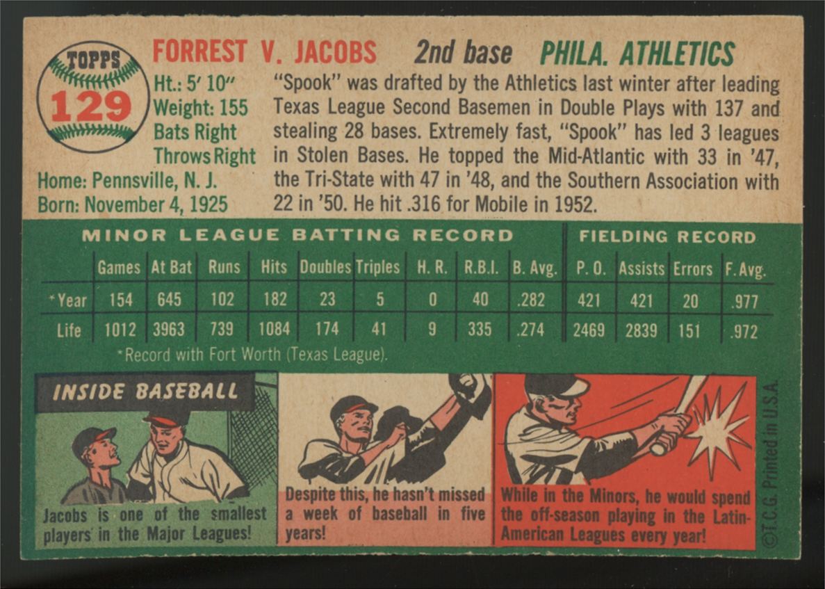 1954 Topps Forrest Jacobs #129 NM