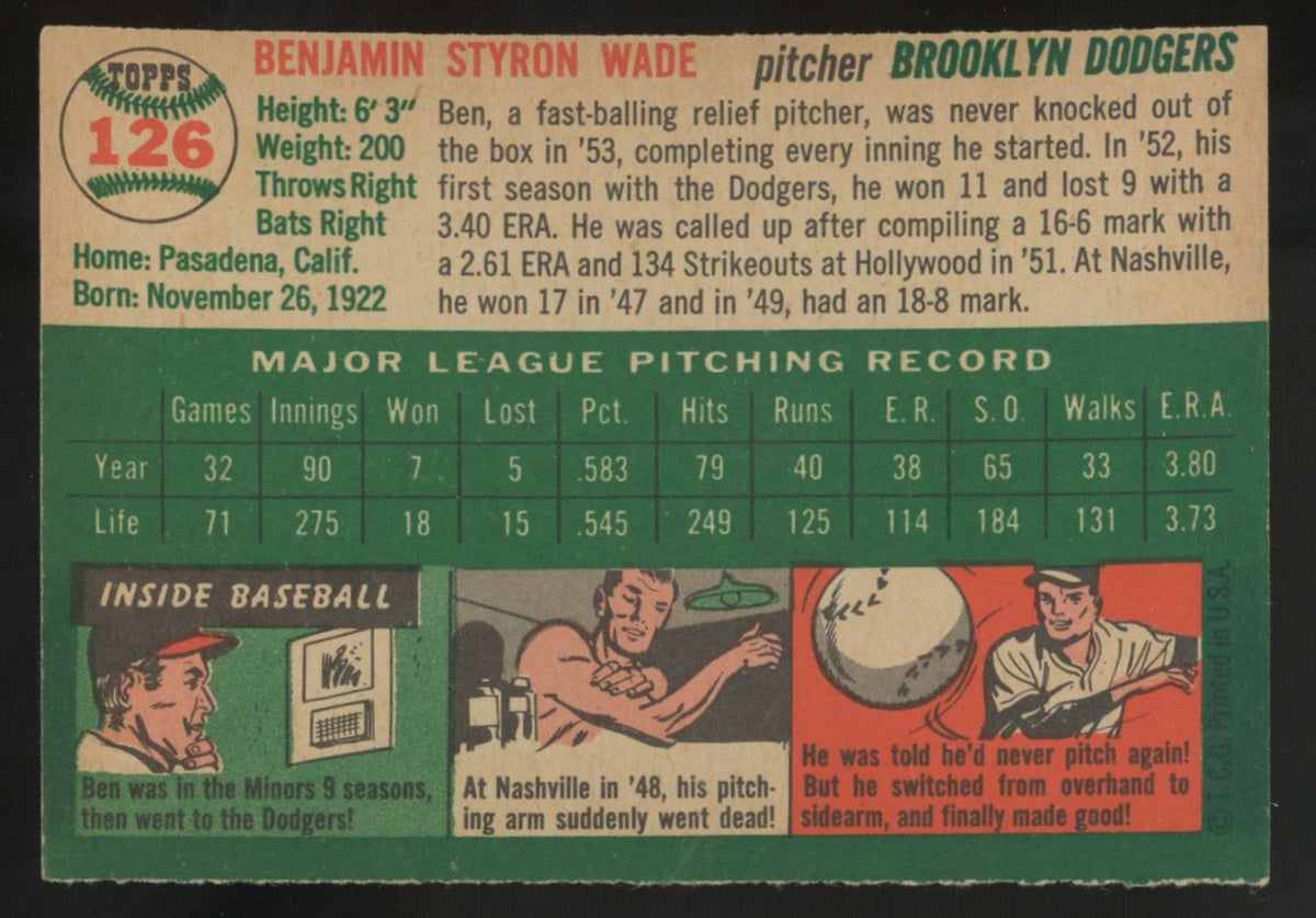 1954 Topps Ben Wade #126 NM