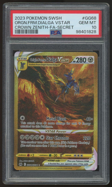 2023 Pokemon Origin Forme Dialga VSTAR Crown Zenith Full Art Secret #GG68 PSA 10