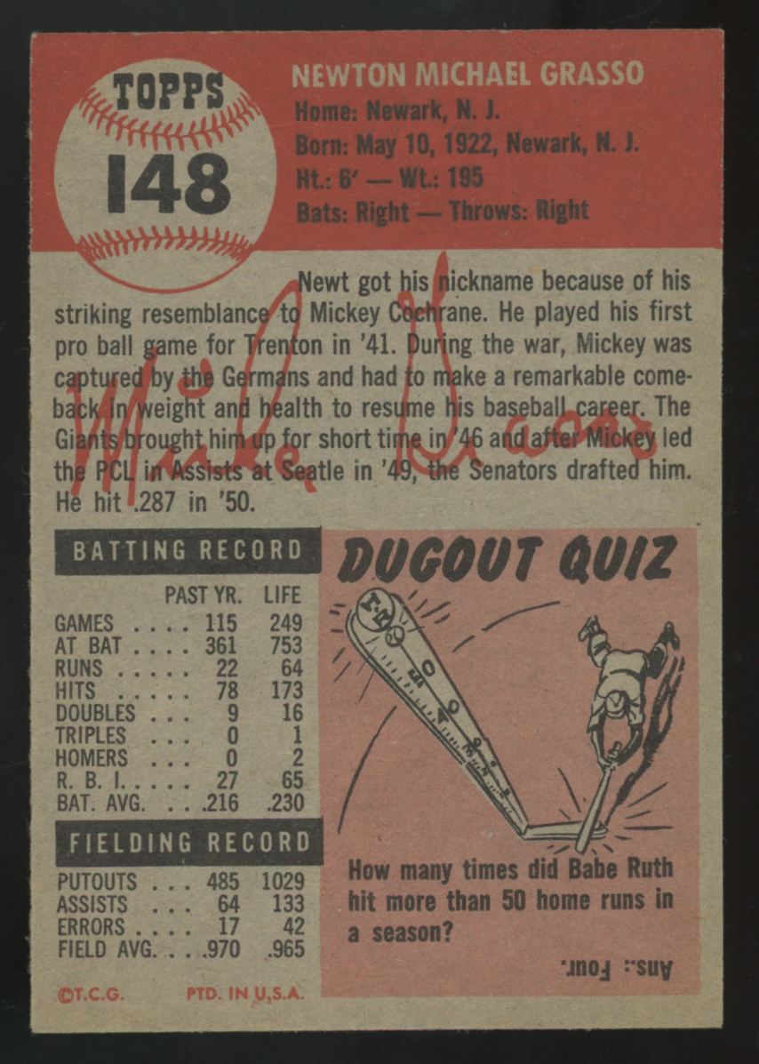1953 Topps Mickey Grasso #148 VG