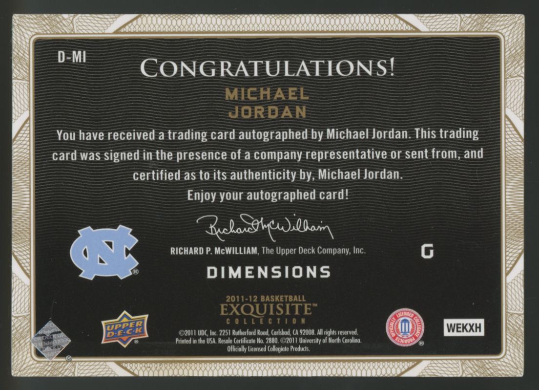 2011-12 Upper Deck Exquisite Michael Jordan Dimensions Auto #D-MI