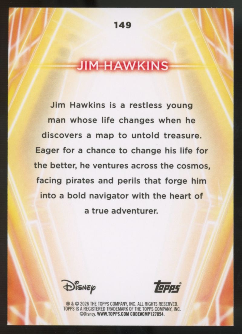 2026 Topps Disney Neon Jim Hawkins Gold /50 #149