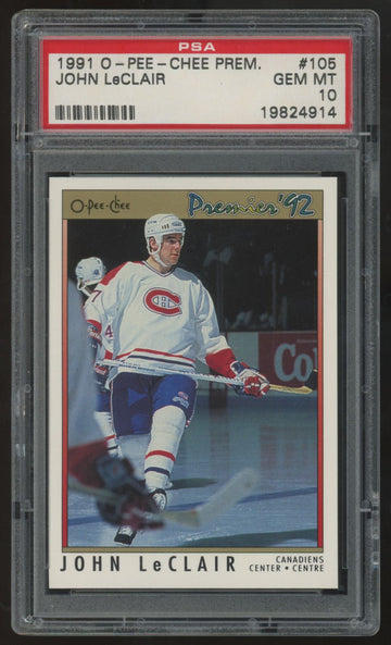 1991-92 O-Pee-Chee Premier John LeClair RC #105 PSA 10