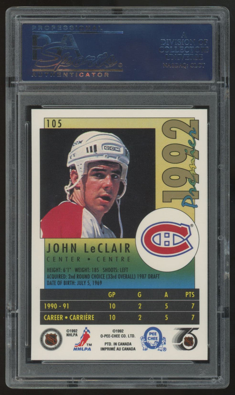 1991-92 O-Pee-Chee Premier John LeClair RC #105 PSA 10