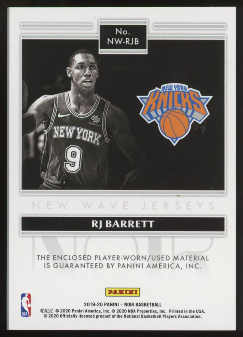 2019-20 Noir RJ Barrett New Wave Jerseys RC Patch /99 #NW-RJB