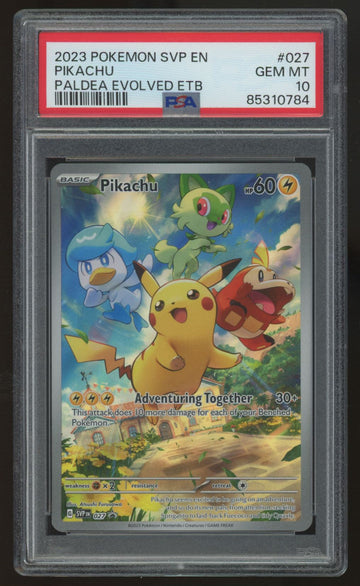 2023 Pokemon Pikachu Paldea Evolved ETB Promo #027 PSA 10