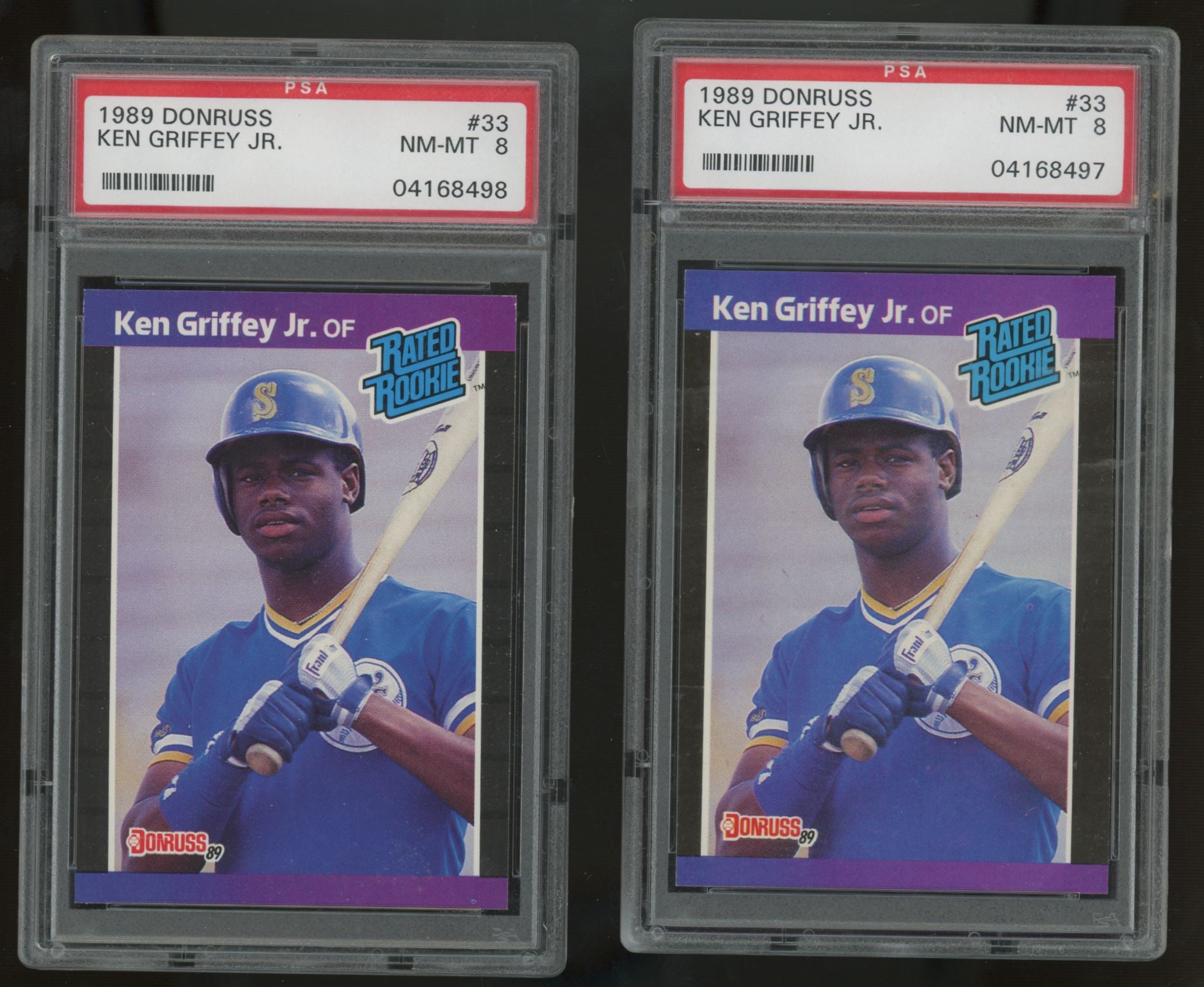 1989 Donruss Ken Griffey Jr. RC Rated Rookie #33 PSA 8 Lot of 10 "B"