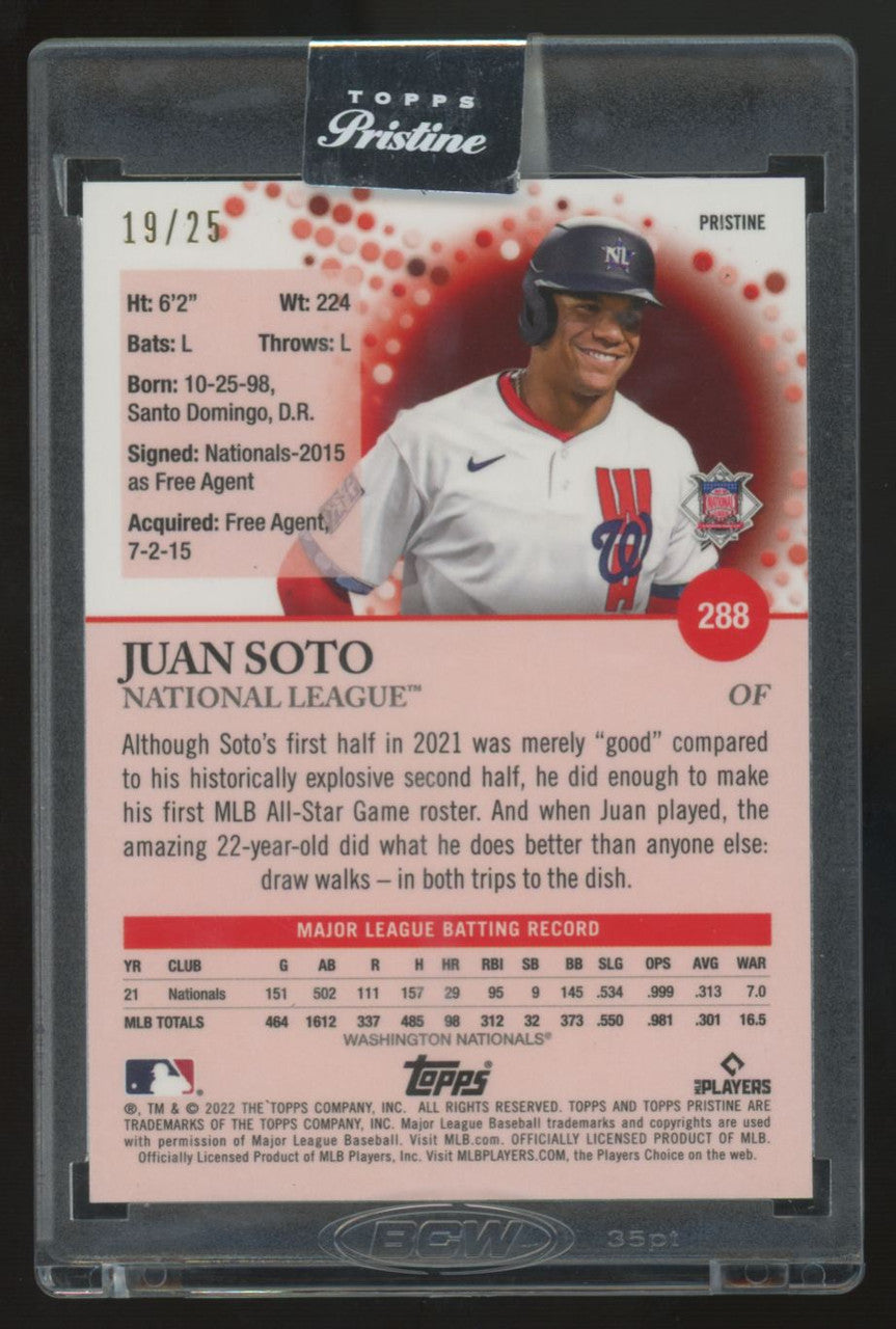 2022 Topps Pristine Juan Soto Orange Refractor /25 #288