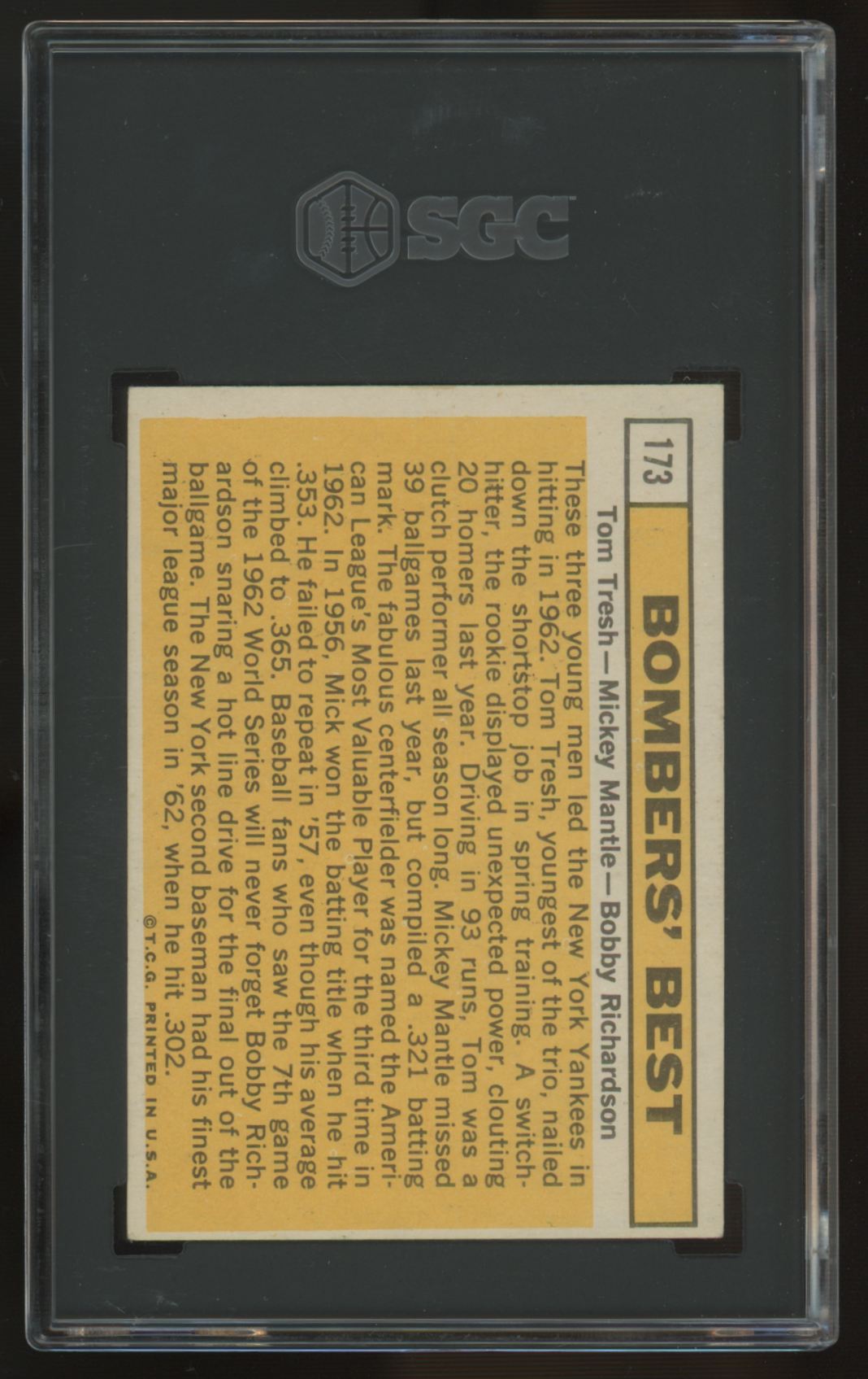 1963 Topps Mickey Mantle Bomber's Best #173 SGC 5