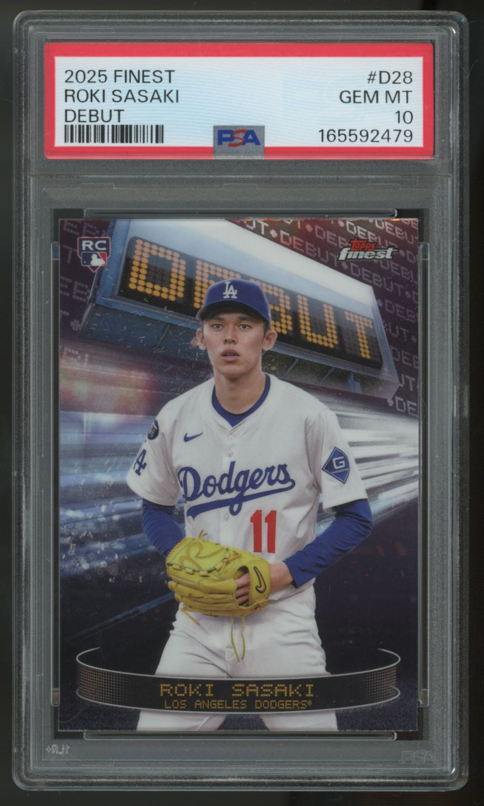 2025 Topps Finest Roki Sasaki RC Debut #D-28 PSA 10