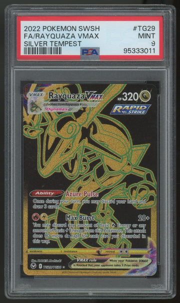 2022 Pokemon Rayquaza VMAX Silver Tempest Full Art #TG29 PSA 9