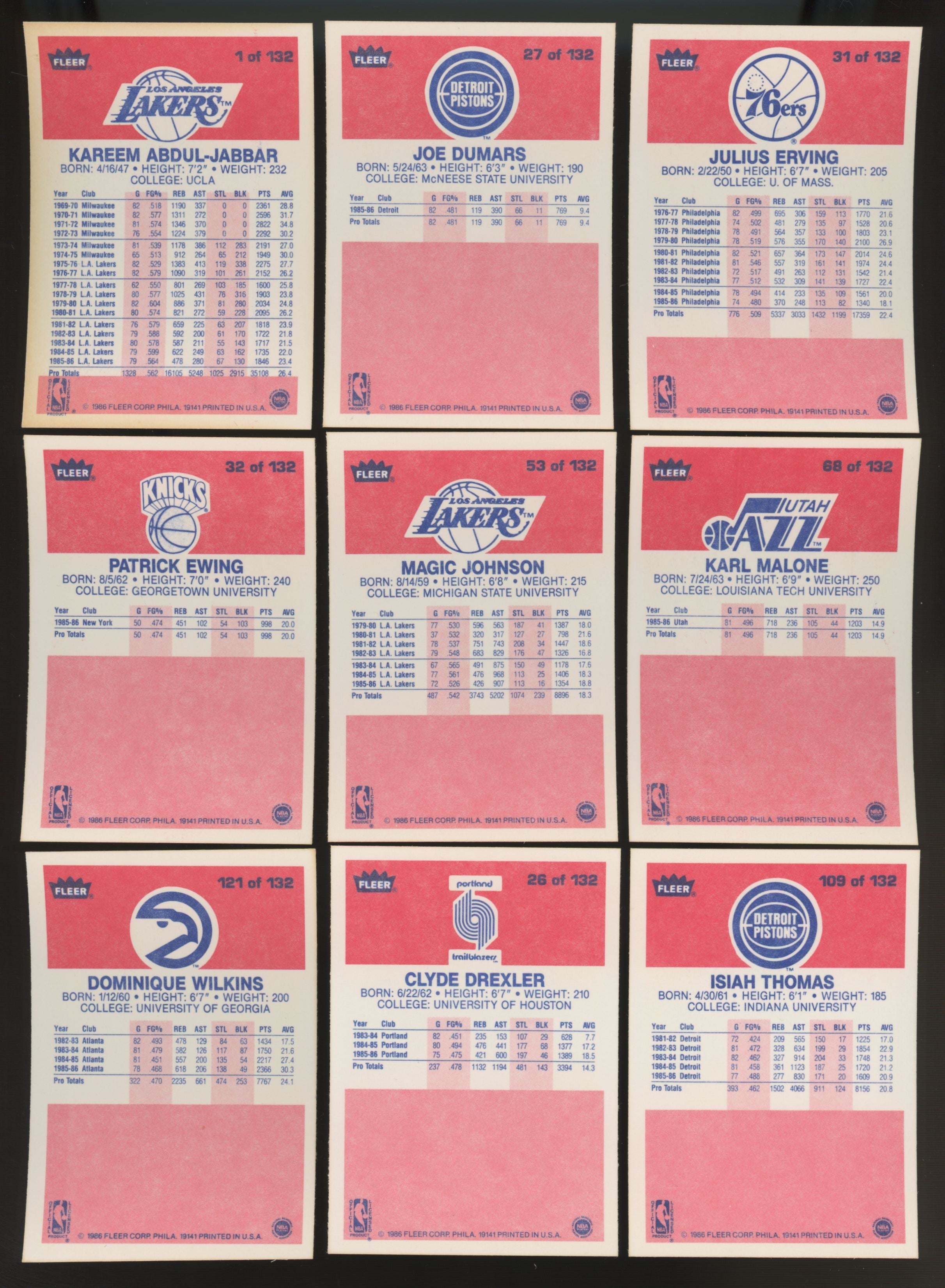 1986/87 Fleer Basketball Near Complete Set w/ Stickers Missing 2 Jordans NM/MT
