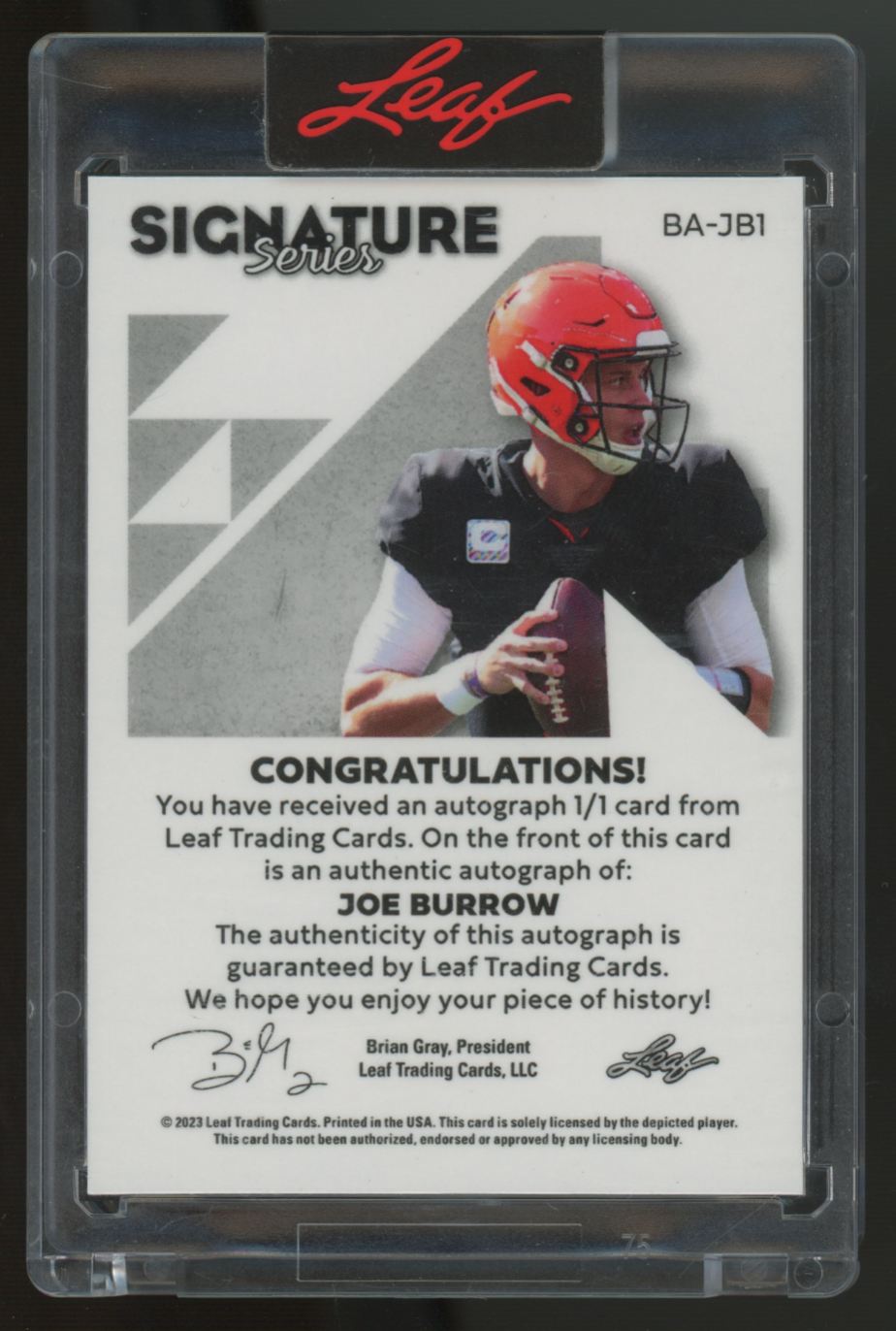2023 Leaf Signature Series Joe Burrow Auto 1/1 #BA-JB1