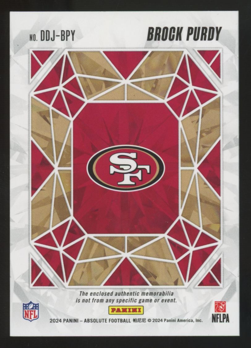 2024 Panini Absolute Brock Purdy Draft Diamonds Patch /99 #DDJ-BPY