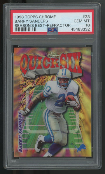 1998 Topps Chrome Barry Sanders Season's Best Refractor #28 PSA 10