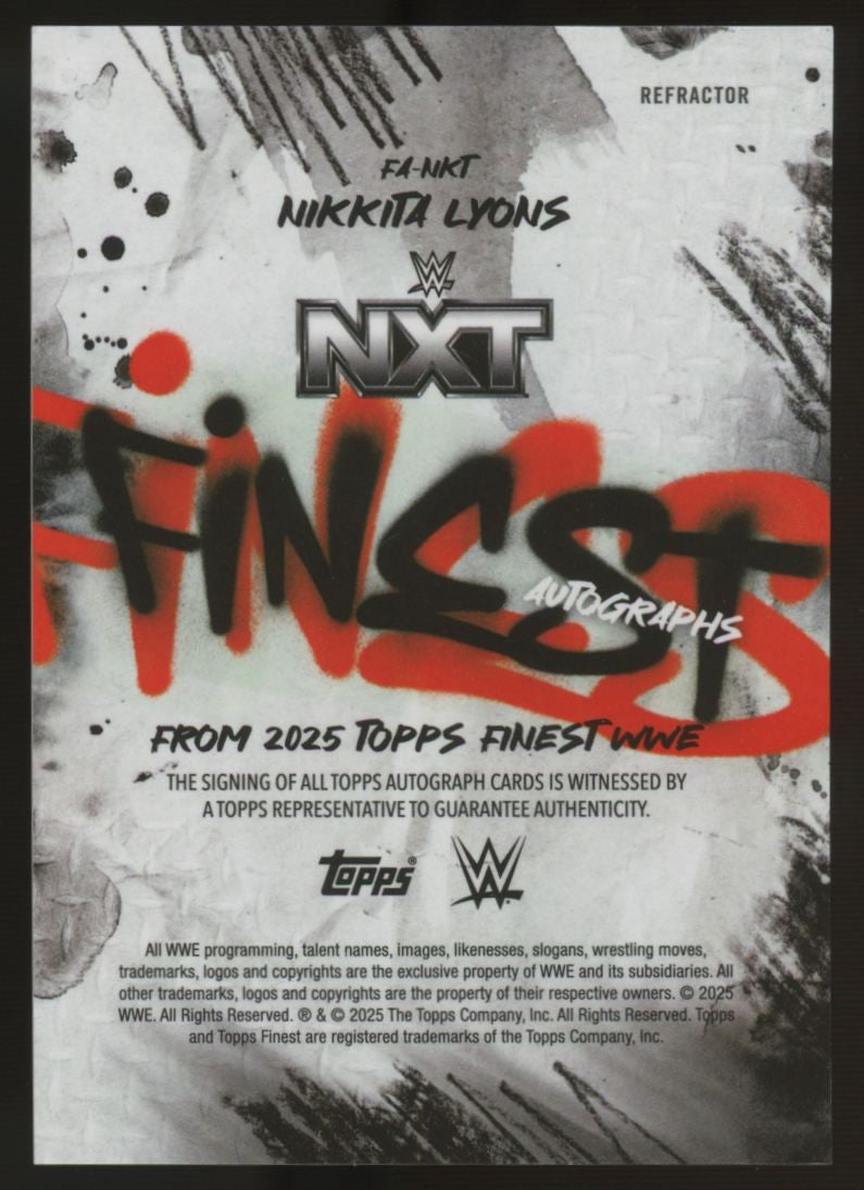 2025 Topps Finest WWE Nikkita Lyons Finest Autographs Refractor #FA-NKT