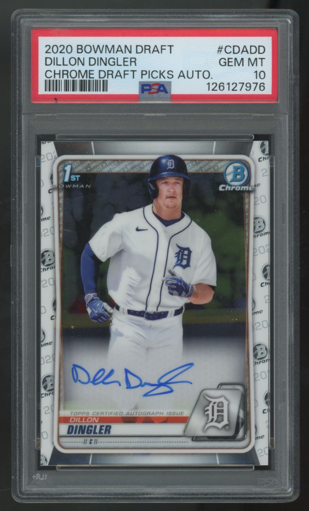 2020 Bowman Draft Dillon Dingler 1st Chrome Auto #CDA-DD PSA 10 *976