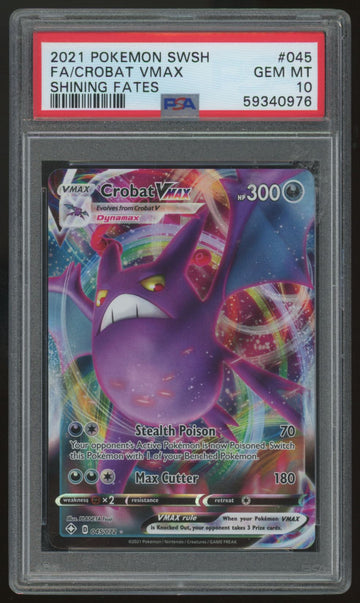 2021 Pokemon Crobat VMAX Shining Fates Full Art #045 PSA 10