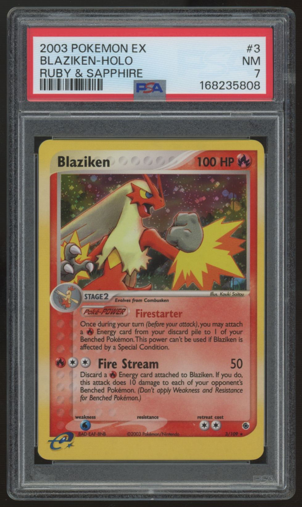 2003 Pokemon Blaziken Ruby & Sapphire Holo #3 PSA 7