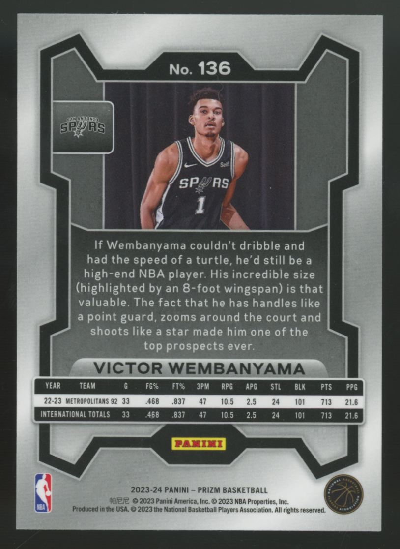2023-24 Panini Prizm Victor Wembanyma RC #136