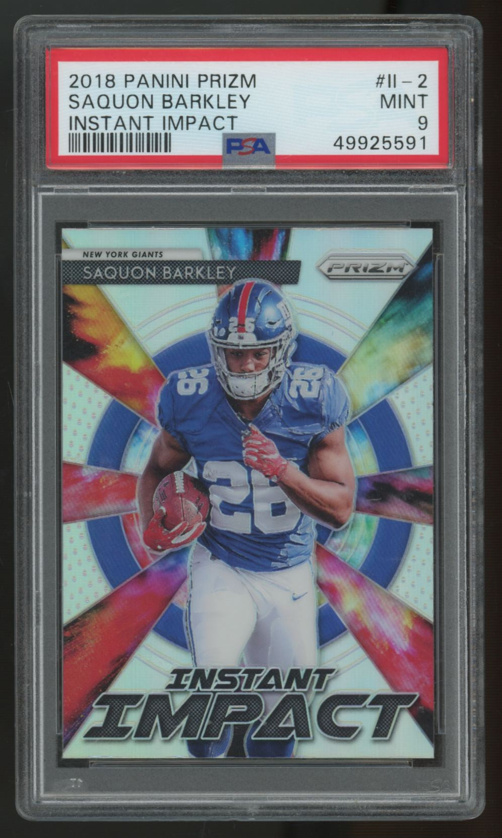 2018 Panini Prizm Saquon Barkley RC Instant Impact #II-2 PSA 9