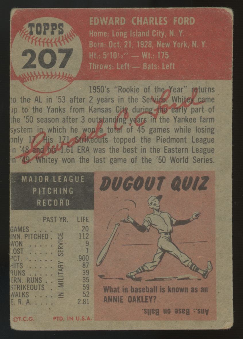 1953 Topps Whitey Ford #207 Poor