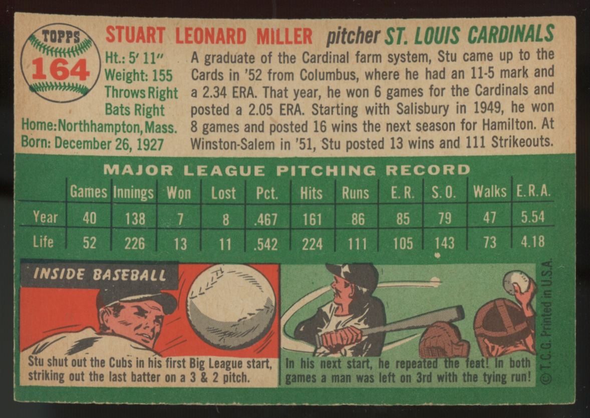 1954 Topps Stu Miller #164 NM