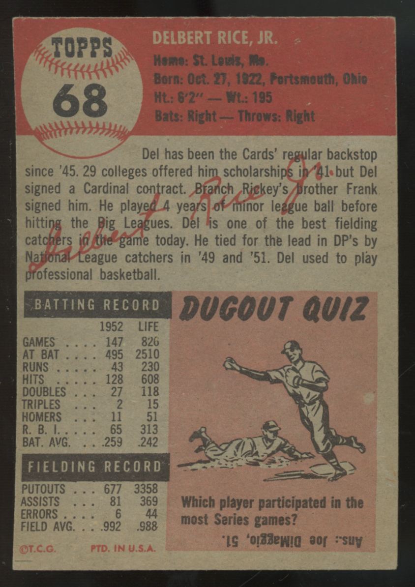 1953 Topps Del Rice #68 G/VG