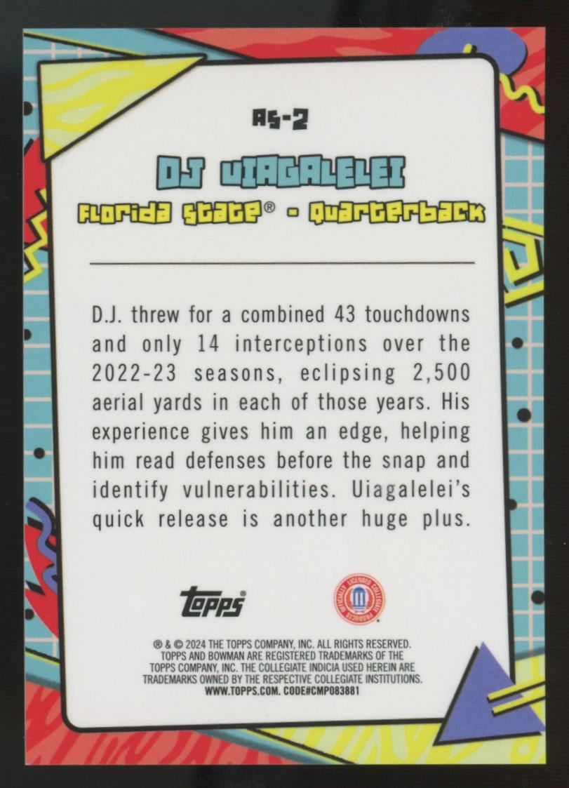 2024 Bowman Chrome University DJ Uiagalelei After School Special #AS-2