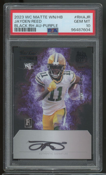 2023 Wild Card Matte Jayden Reed RC Auto Purple /8 #RHA-JR PSA 10