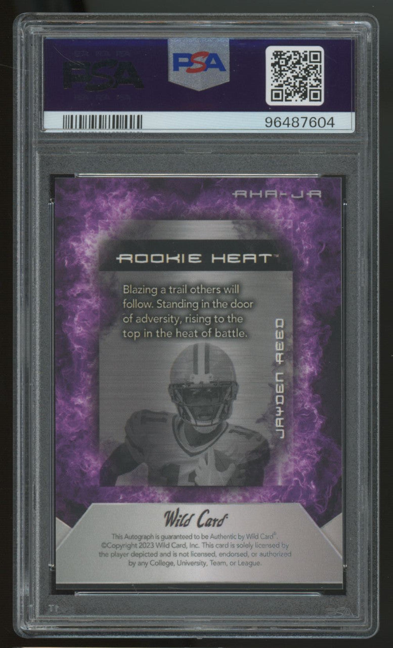 2023 Wild Card Matte Jayden Reed RC Auto Purple /8 #RHA-JR PSA 10