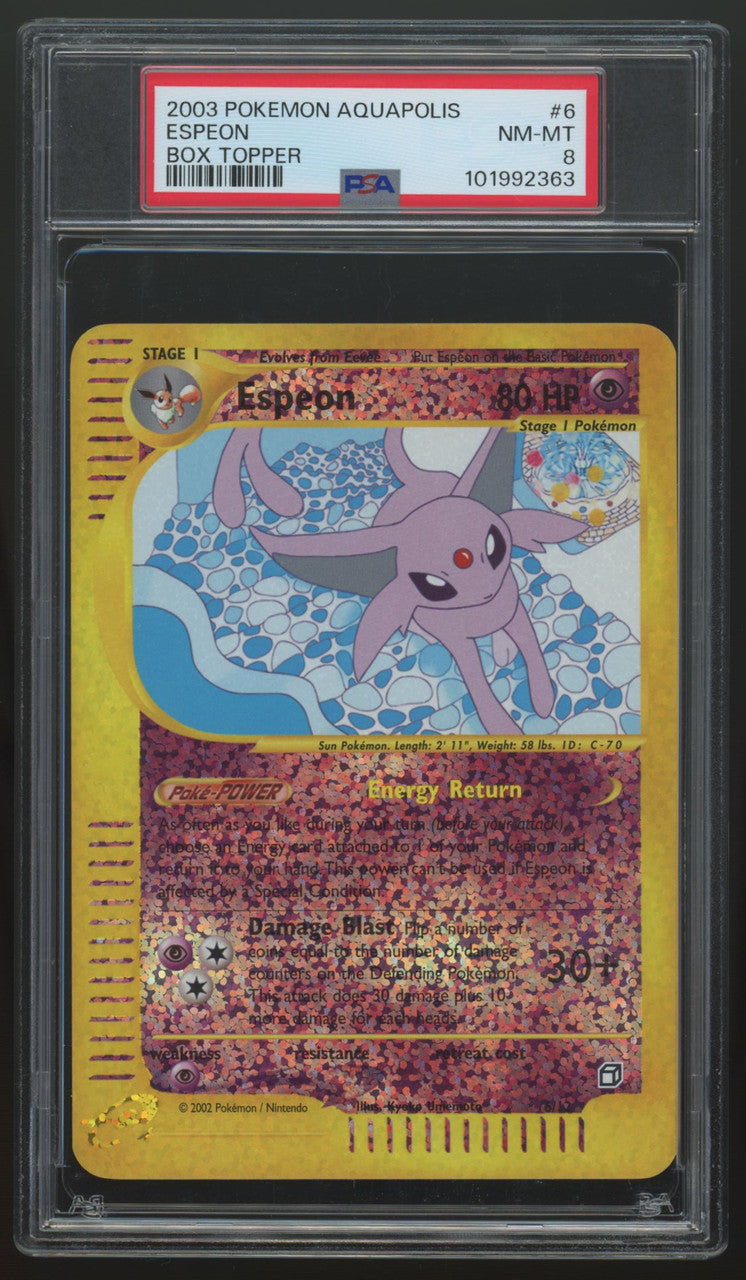 2003 Pokemon Espeon Aquapolis Box Topper #6 PSA 8