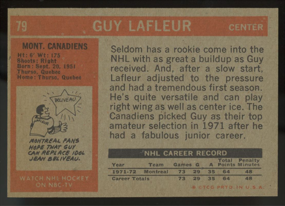 1972-73 Topps Guy Lafleur #79 NM