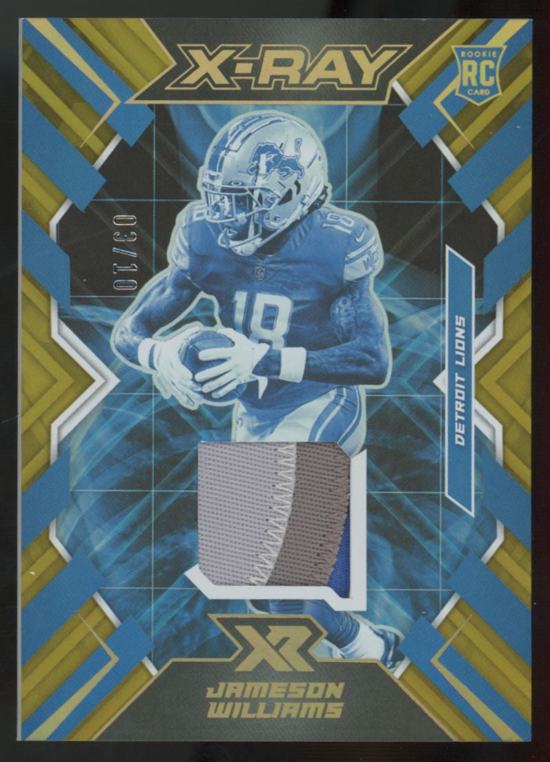 2022 Panini XR Jameson Williams RC X-Ray Gold Patch /10 #XR-8