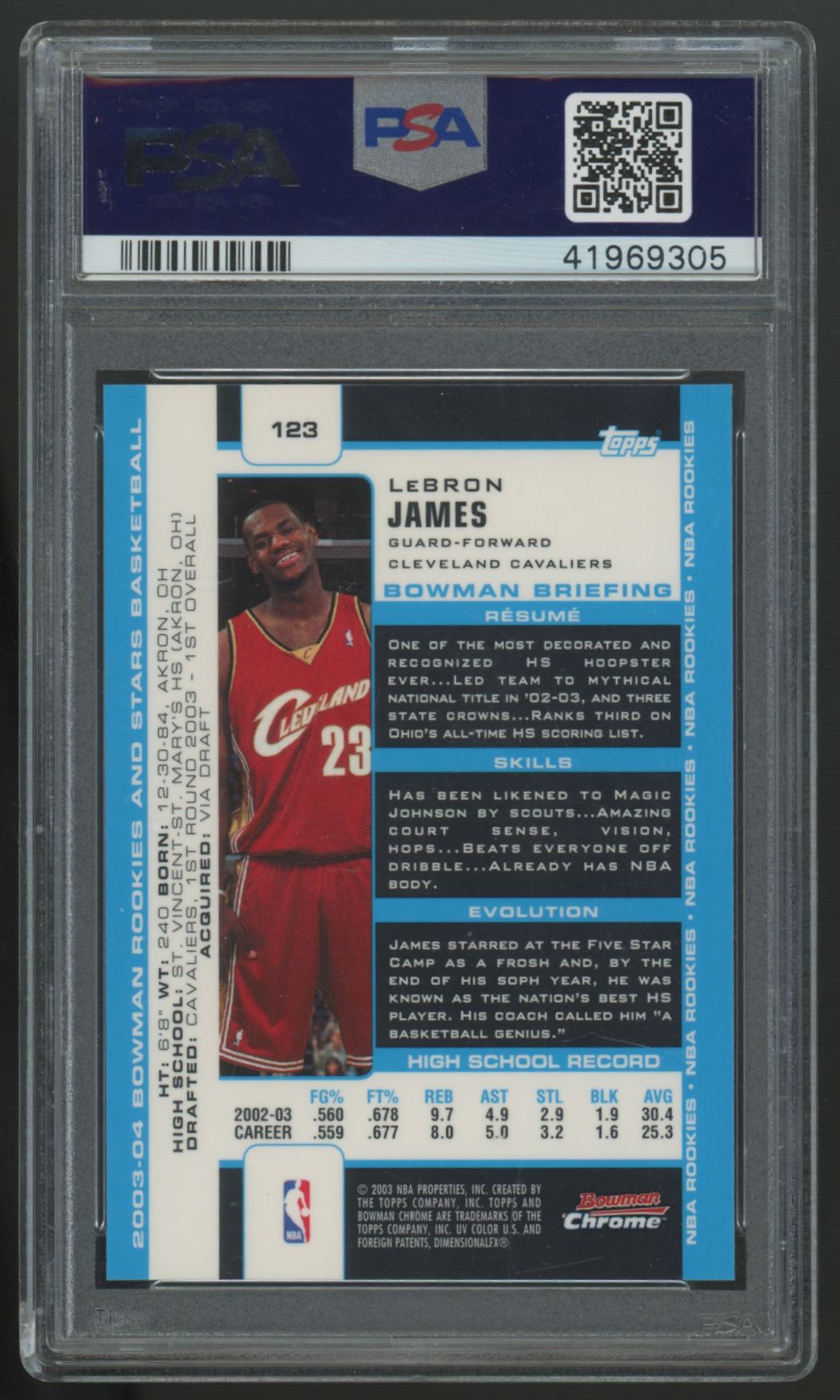 2003-04 Bowman Chrome LeBron James RC #123 PSA 10