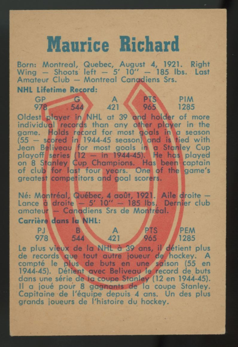 1960-61 Parkhurst Maurice Richard #45 EX