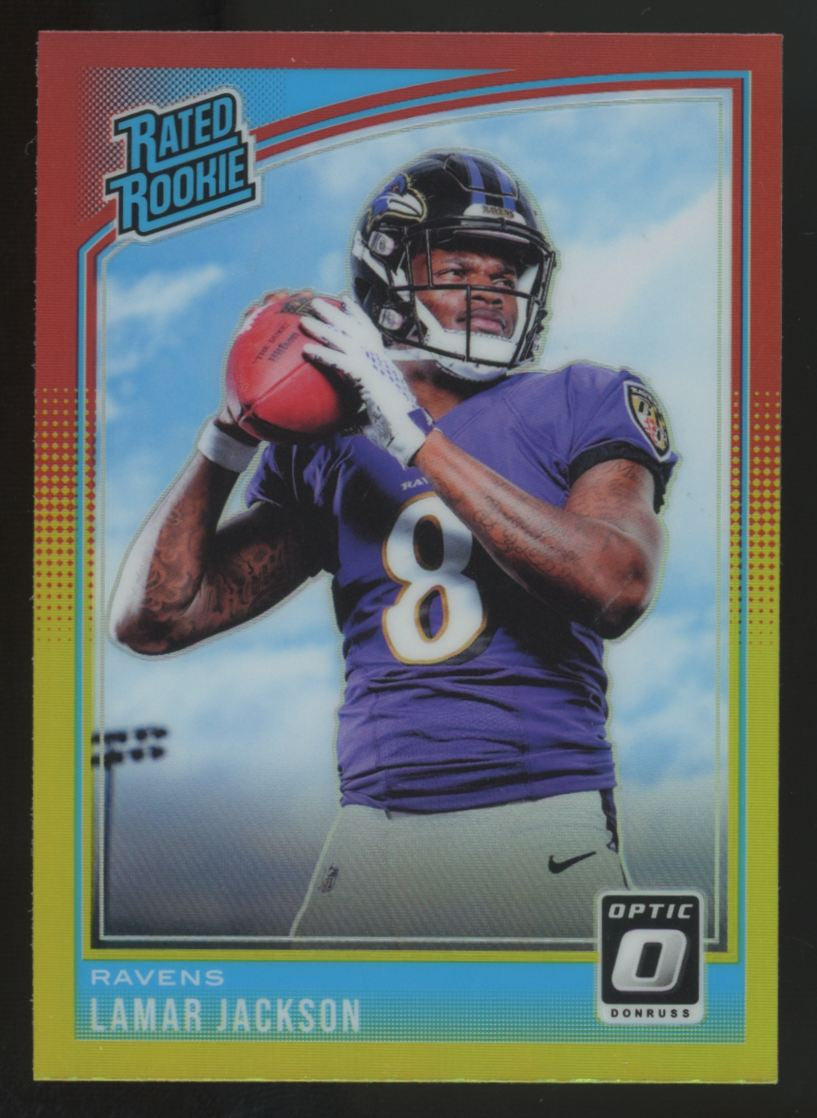 2018 Donruss Optic Lamar Jackson RC Rated Rookie Red/Yellow Prizm #167 EX *READ*