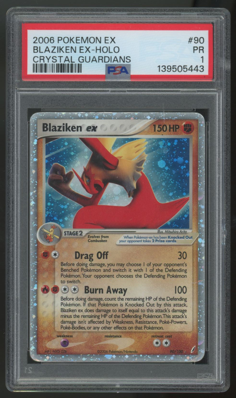 2006 Pokemon Blaziken ex Crystal Guardians Holo #90 PSA 1