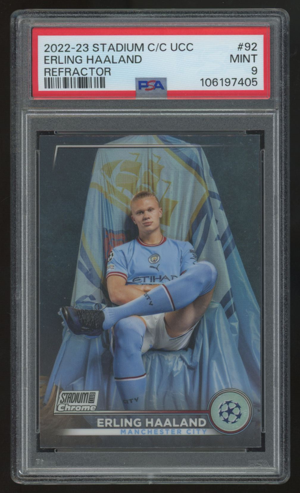 2022-23 Topps Stadium Club Chrome UEFA Erling Haaland Refractor #92 PSA 10