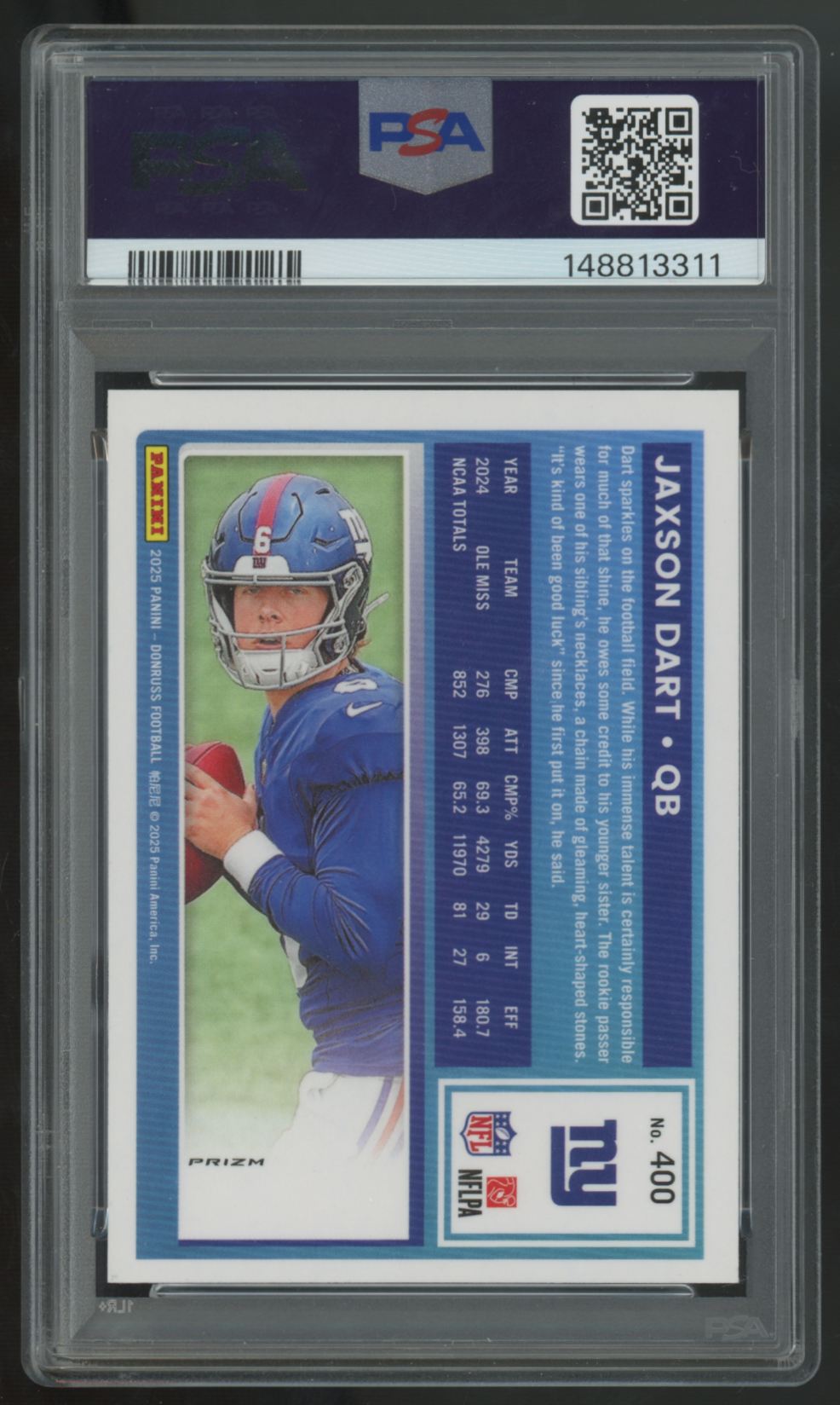 2025 Donruss Optic Preview Jaxson Dart RC Rated Rookie Pink #400 PSA 6